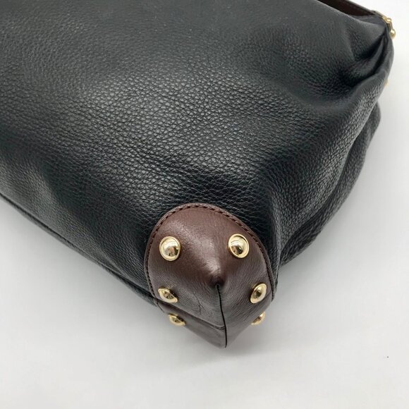 Michael Kors Black & Brown Pebbled Leather Joplin Shoulder Hobo Bag - Picture 7 of 10